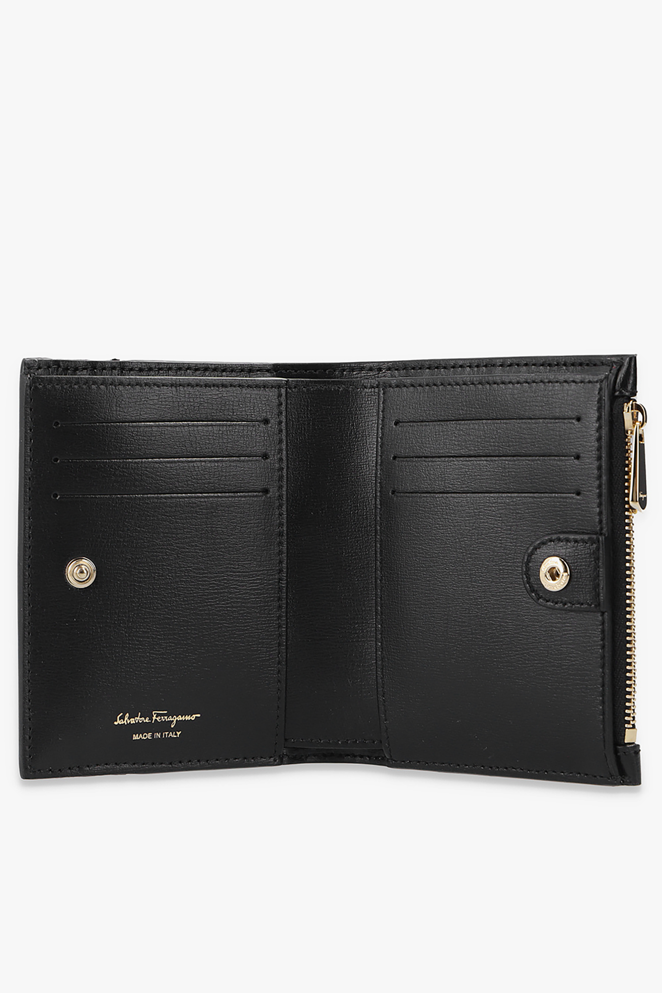 Black Bi-fold wallet with floral motif FERRAGAMO - Vitkac Canada